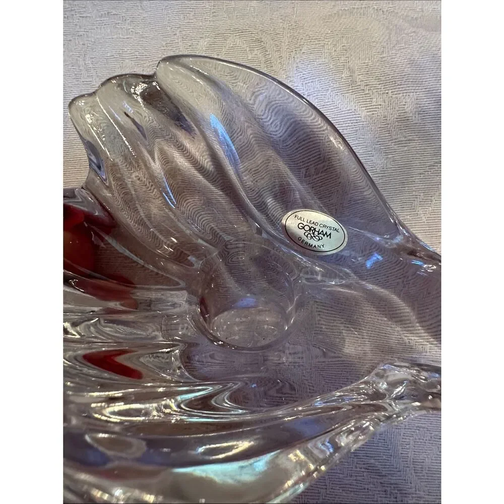 Gorham Vintage Full Lead Crystal Peace Dove Taper Candle Holder